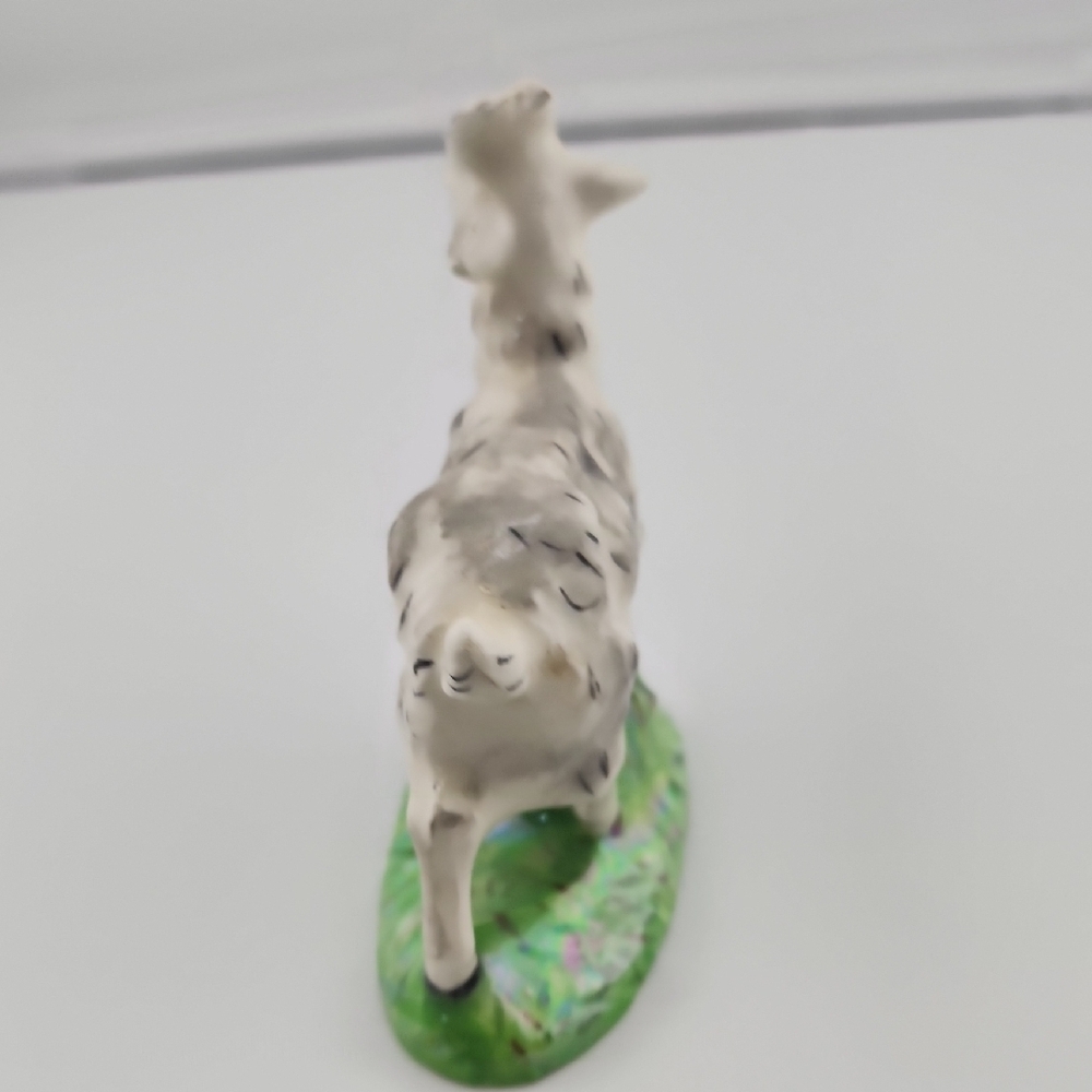 Handcrafted Ceramic Goat Figurine - White and Green - Picture 5 of 5